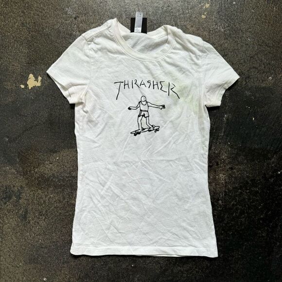 Trasher Women’s Shirt Sleeve T-Shirt Size Small Very stained Skater Style - Picture 1 of 16